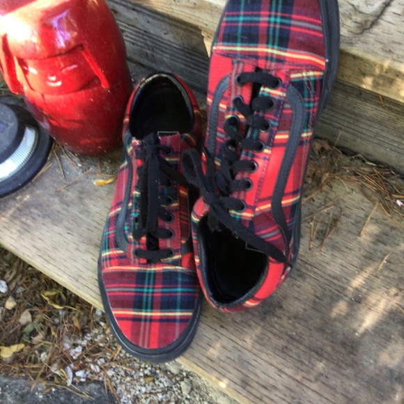 Vans Mens Red Plaid with Leather Tongue Size 10.5 - Picture 5 of 5